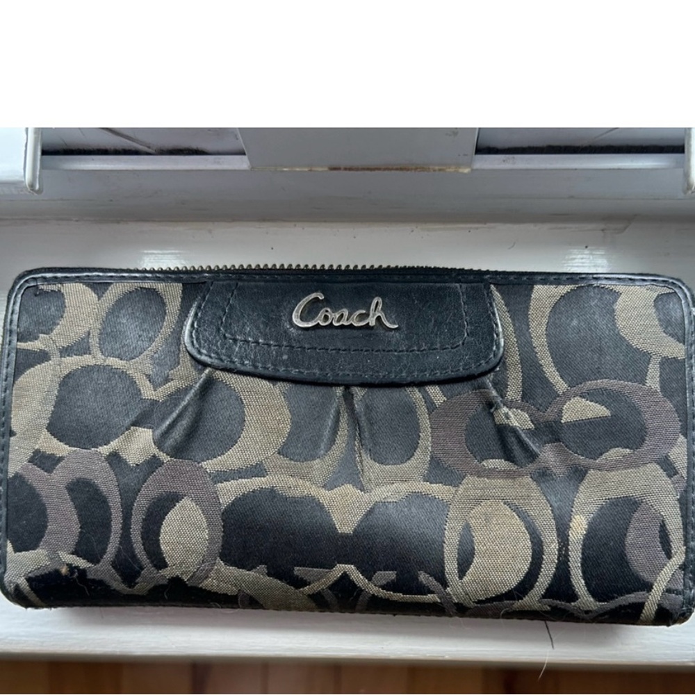 Coach Black and Tan Wallet- canvas